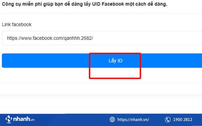 Bước 3: Bấm nút Lấy ID